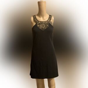 Jenny Han black beaded evening dress Sz XS